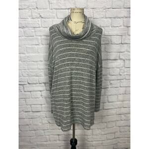 Striped Cowl Neck Long Sleeve Top - Size XL